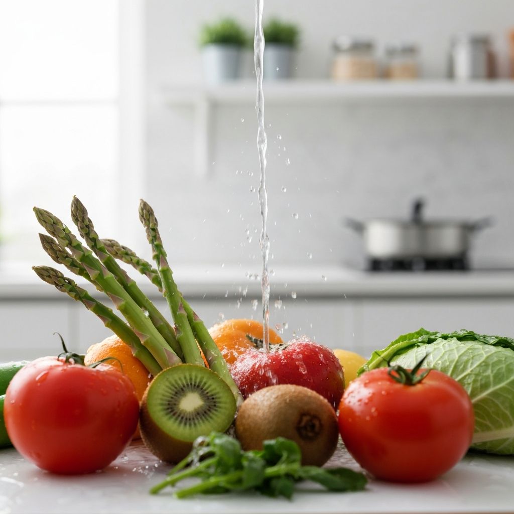 Mycie świeżych produktów pod bieżącą wodą